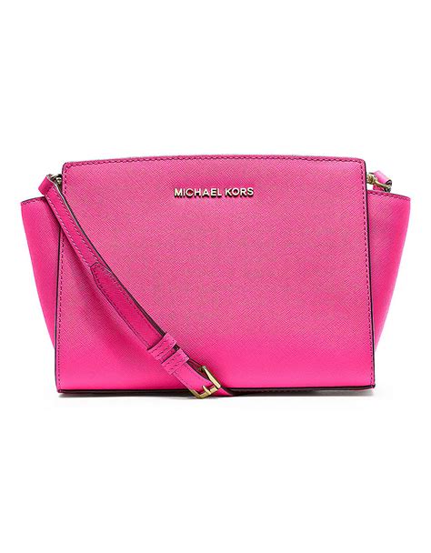 michael kors selma medium messenger bag leather neon pink|MICHAEL Michael Kors Womens Selma Leather Messenger .